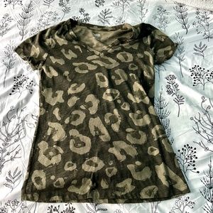 Green Leopard V-Neck T-Shirt